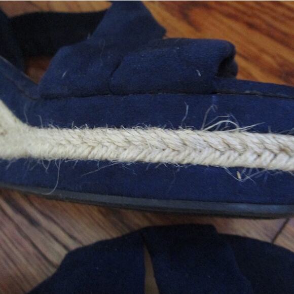 Royal Blue Wedge Espadrille Sandals Size 7 Strappy Open Toe 3in Heel Bohochic - Picture 15 of 16